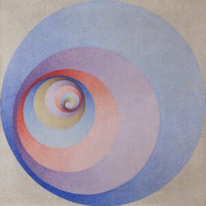 Sin título (Diez círculos concéntricos), 1955. Óleo sobre tela, 70 × 70 cm. Colección particular