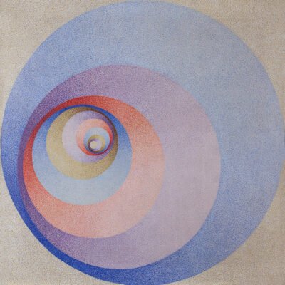 Sin título (Diez círculos concéntricos), 1955. Óleo sobre tela, 70 × 70 cm. Colección particular
