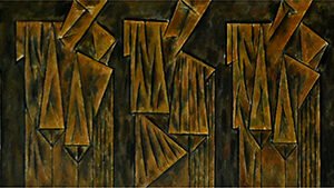 Friso II, 1985. Acrílico sobre tela, 45 × 180 cm. Colección particular