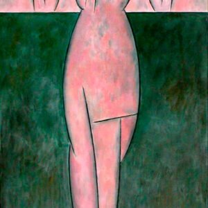 Efigie y rostros, 1991. Acrílico sobre tela, 150 × 100 cm. Colección particular