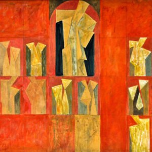 Iconostasis en rojo, 1987. Acrílico sobre tablero aglomerado, 60 × 80 cm. Colección particular