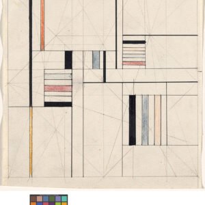 Dibujo prepararatorio de ritmos cromáticos III, c. 1949. Lápiz y pastel sobre papel, 15,2 × 15,9 cm. Colección Museum of Modern Art, Nueva York