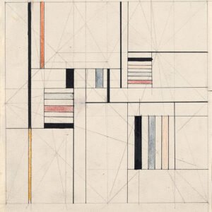 Dibujo preparatorio para Ritmos cromáticos III, c. 1949. Lápiz y pastel sobre papel, 15,2 × 15,9 cm. Colección Museum of Modern Art, Nueva York